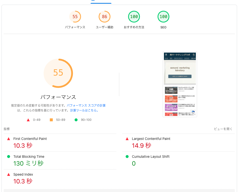 reCAPTURE導入後のcore web vitals